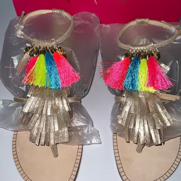 Lilly Pulitzer NWT Zoe Sandals Gold Metallic Size 7, 9.5 M - Picture 12 of 16